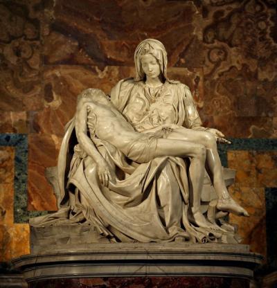 a statue of the virgin mary holding the dead body of jesus %285%29